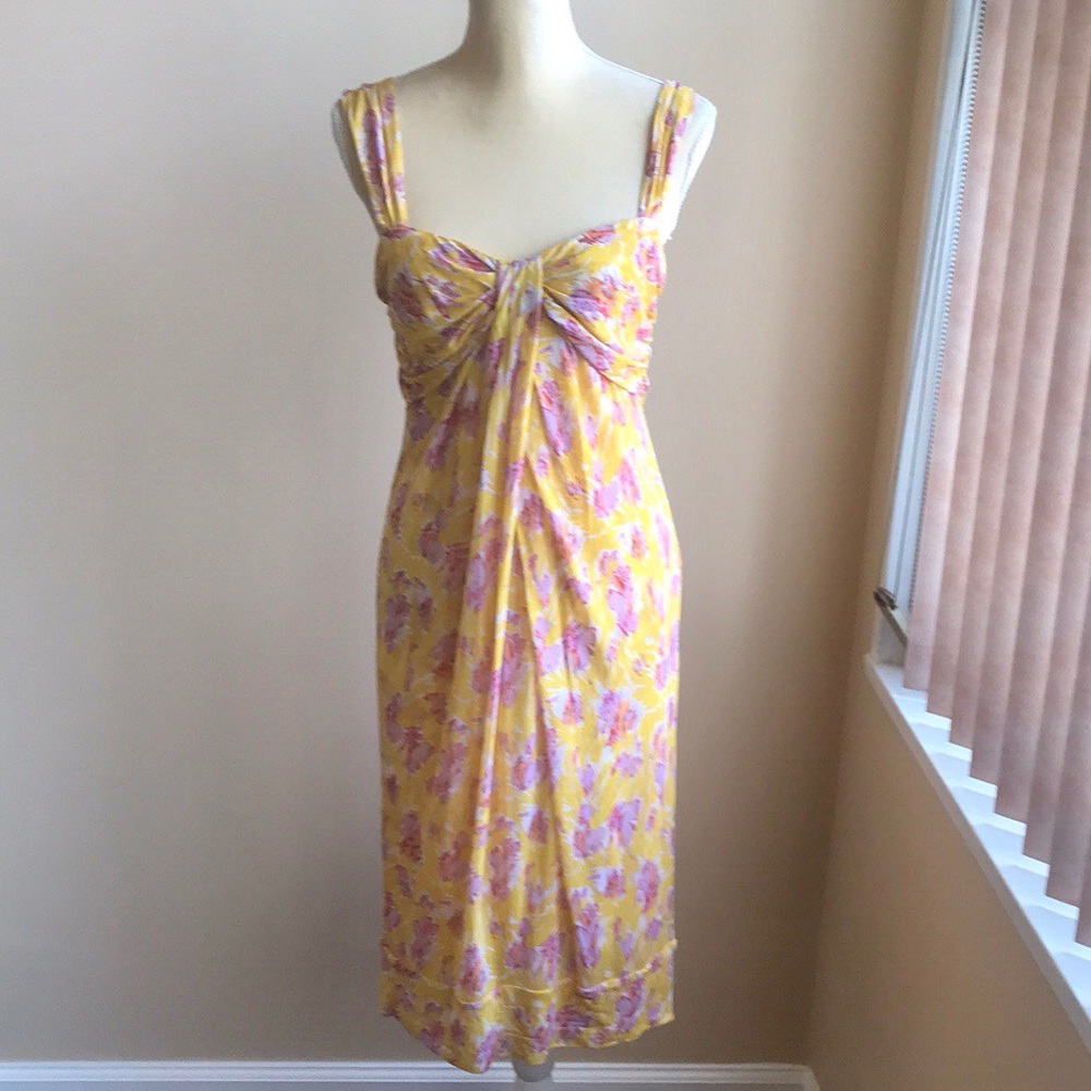 Diane von Furstenberg yellow printed silk dress 8